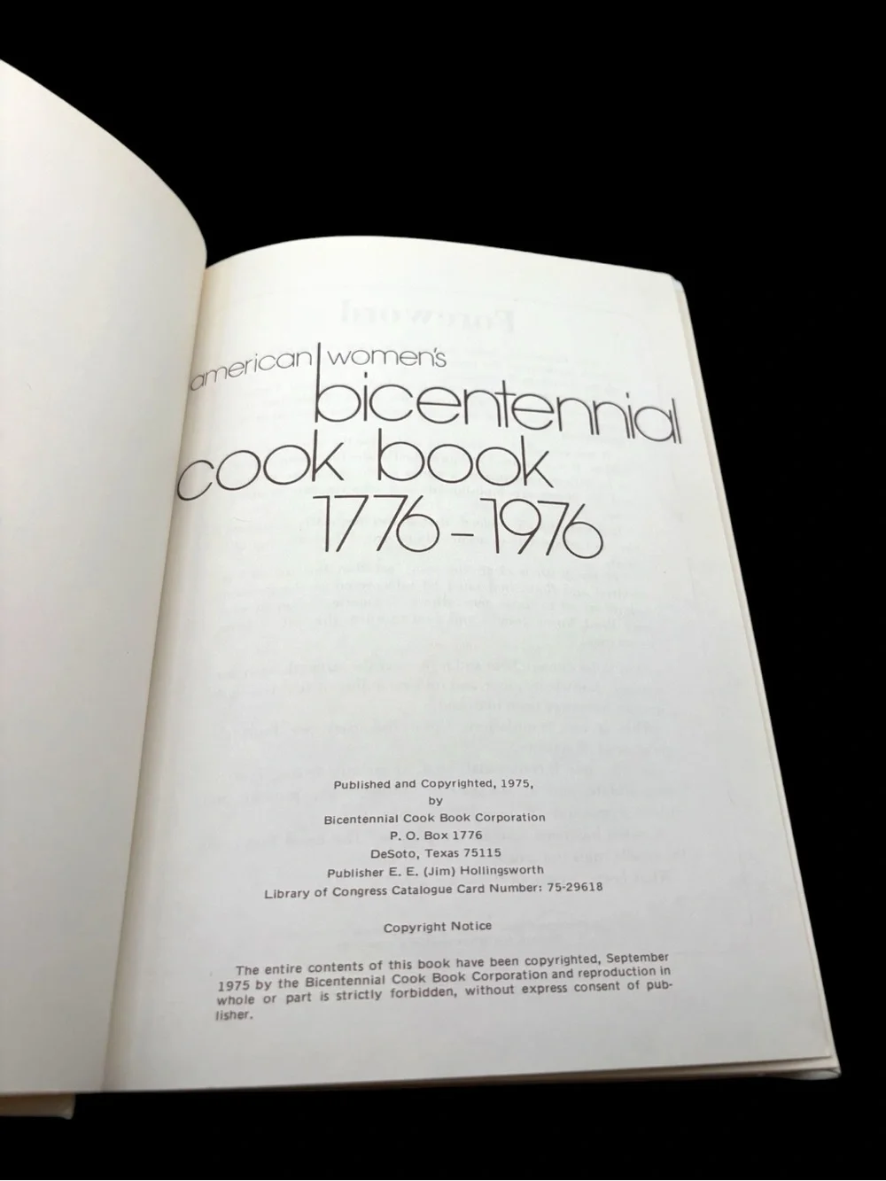 VTG 1975 American Women’s Bicentennial Cook Book 1776 to 1976 Hardcover EUC USA